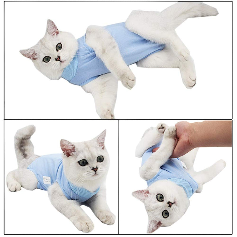 Coppthinktu Cat Recovery Suit for Abdominal Wounds or Skin Diseases, Breathable E-Collar Alternative for Cats and Dogs, After Surgery Wear Anti Licking Wounds Small Blue - PawsPlanet Australia