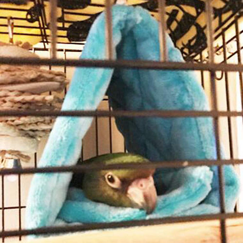 [Australia] - Cdycam Plush Pet Bird Hut Nest Hammock Hanging Cage Warm Nest Happy Snuggle Cave Tent Medium Blue 