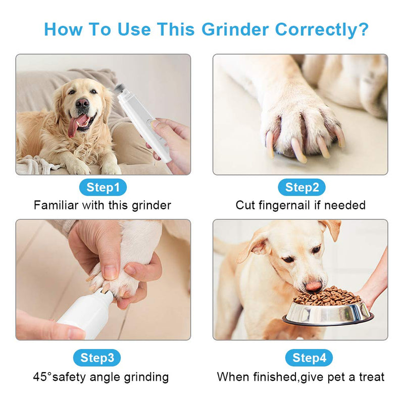 [Australia] - omitium Pet Dog Nail Grinder, Rechargeable Powerful Pet Nail Trimmer Quiet Low Vibration Painless Paws Grooming for Small Medium Large Dogs Cats Birds Animals 