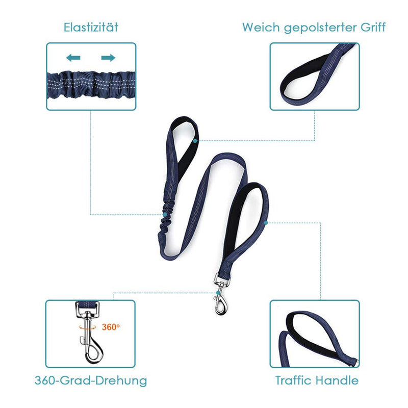SlowTon Double Dog Leash and Seatbelt Set, Dual Detachable Pet Lead for Two Dogs, Adjustable Leash and Safety Seat Belt (Blue 2) Blue 2 - PawsPlanet Australia