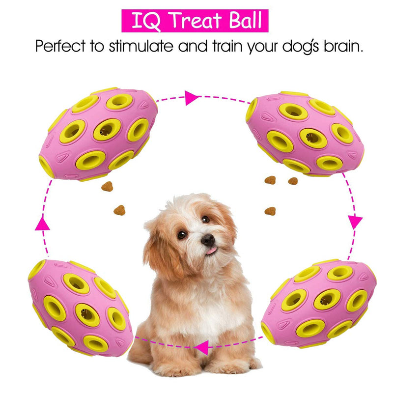 BDUK Dog Rugby Ball Dog Chew Toys Natural Rubber Dog Treat IQ Toy Interactive Dog Toys Bouncy Ball Toy Teething Toys Dispenses Pet Ball for Pets for for Interactive Training Fetch and Play,Pink - PawsPlanet Australia