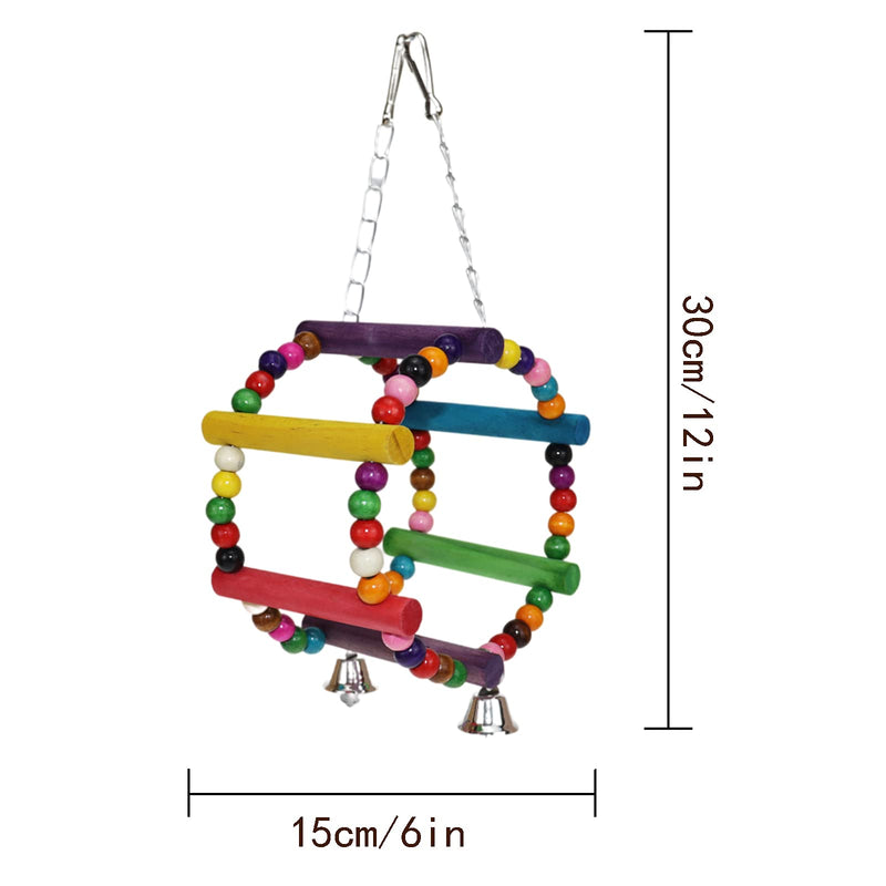 3 Pieces of Bird Parrot Toys, Bird Hanging Ladder Toys with Hooks, Hanging ladders with Small Colored Wooden Balls, Suitable for Bird Lovers, Budgies, Gentoo Parrots - PawsPlanet Australia