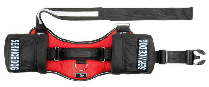 [Australia] - Doggie Stylz Service Dog Harness with Removable Saddle Bag Backpack Carrier Traveling Carrying Bag. 2 Removable Patches. Please Measure Dog Before Ordering. Made Girth 19-25" Red 