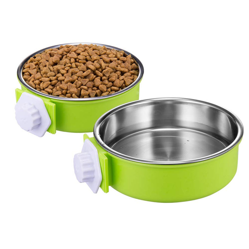 [Australia] - Crate Dog Bowl, Removable Stainless Steel Coop Cup Hanging Pet Cage Bowl Large Water Food Feeder for Dogs Cats Rabbits Green 