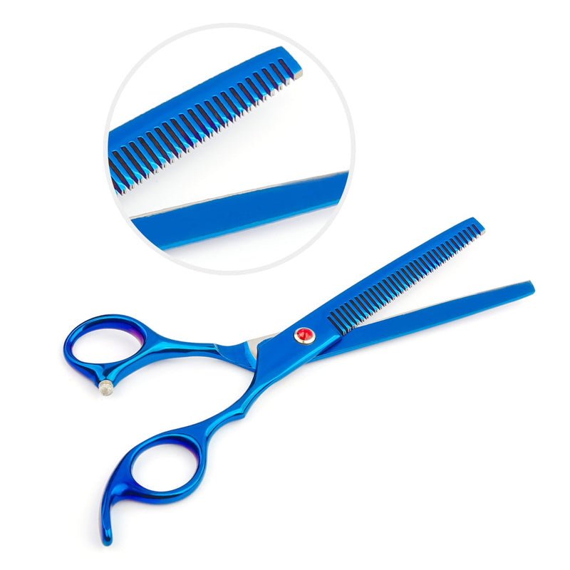 4Pcs/Set Scissors Shears Tool Kit Electroplated Finish with Comb for Pets Grooming or Human Haircut Hair Styling 7.0" Blue - PawsPlanet Australia