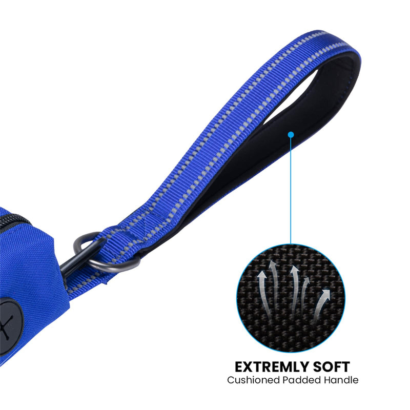 EXCELLENT ELITE SPANKER Reflective Nylon Dog Training Leash Strong Durable Dog Leash 5 Feet Long 1" Wide with Poop Bag Holder for Small and Medium Dogs（Blue）Blue 5.2FT*1'' - PawsPlanet Australia