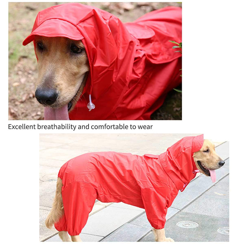 [Australia] - Dog Raincoat Pet Waterproof Rain Jacket with Hood Breathable Lightweight Dog Rain Poncho for Small Medium Large Dogs 12(Chest 16.5", Neck 12.6") Red 