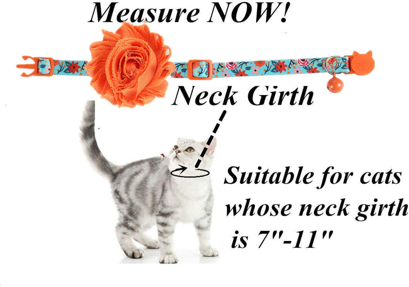 BoomBone Girl Cat Collar with Removable Flower and Bell, Breakaway Floral Kitten Collar - PawsPlanet Australia