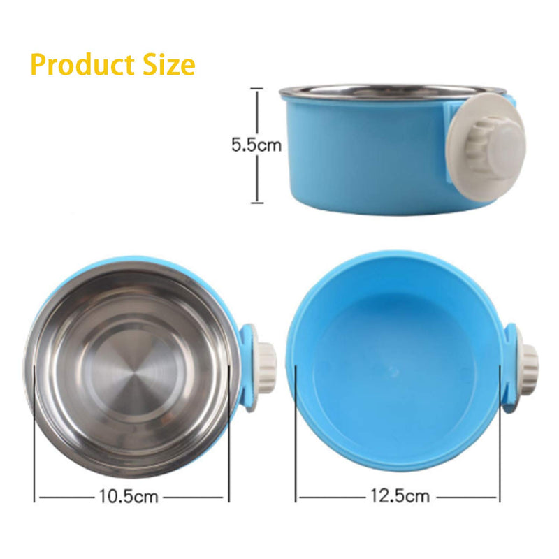 Dog Cage Crate Water Bowls Dog Food Bowl Cat Feeding Bowl 2-in-1 Pet Hanging Bowl Removable Stainless Steel Dog Bowl with Plastic Puppy Feeder Food Water Bowl for Dog Cat Bird Rabbit Hamster Ferret Blue - PawsPlanet Australia