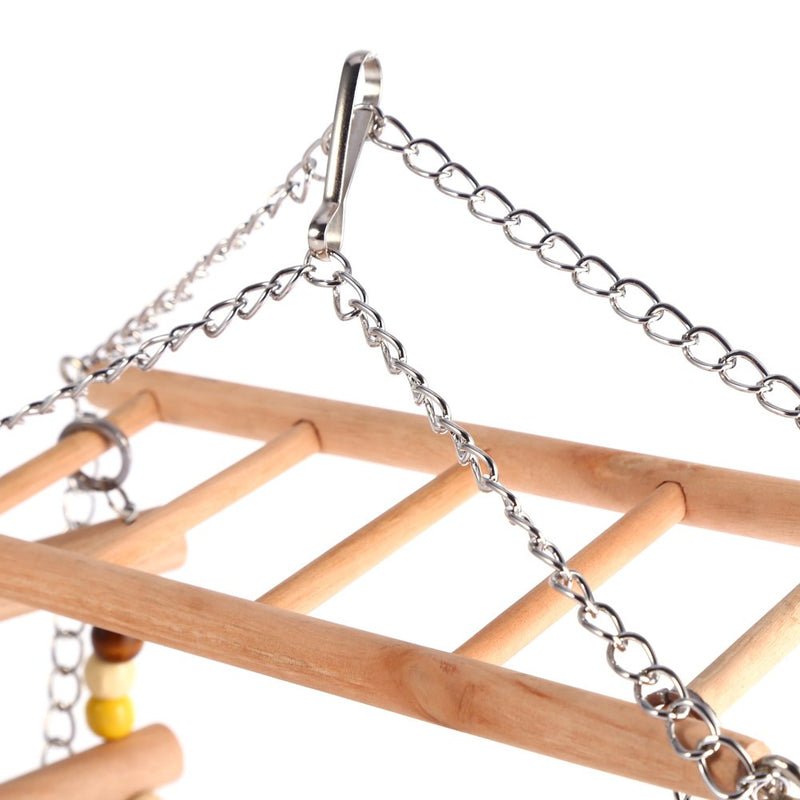 Yosoo Pet Hanging Ladder Wooden Suspension Bridge Steps Stairs Climbing Swing Double-Layer Toys For Bird Parakeet Hamster Budgie Cockatiel Parrot Hammock Cage Toy Type 2 - PawsPlanet Australia