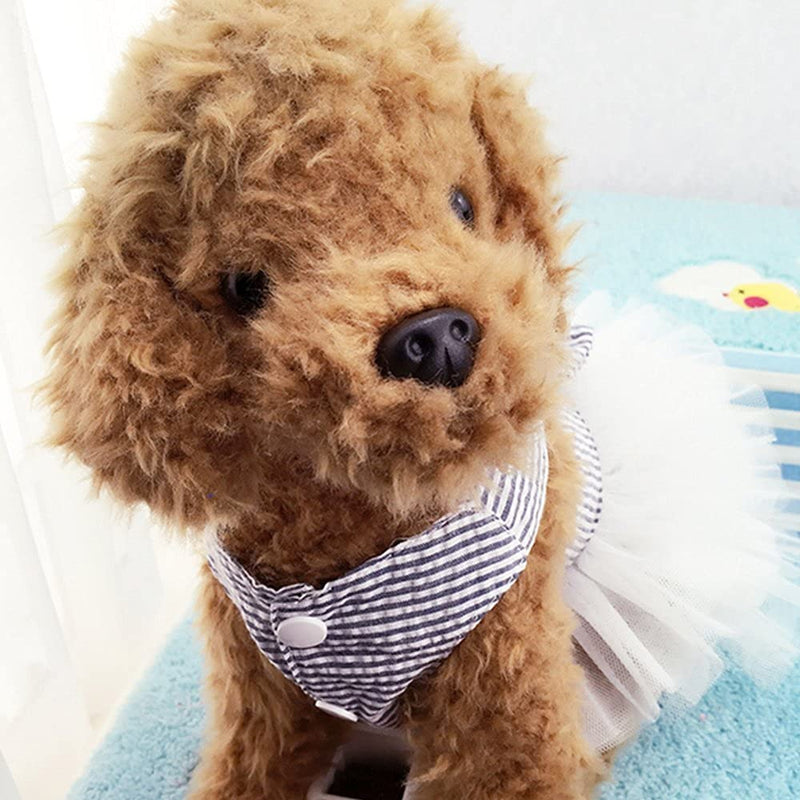 Dog Dresses, Fashion Pet Dog Clothes, Striped Mesh Puppy Dog Princess Dresses Blue X-Small - PawsPlanet Australia