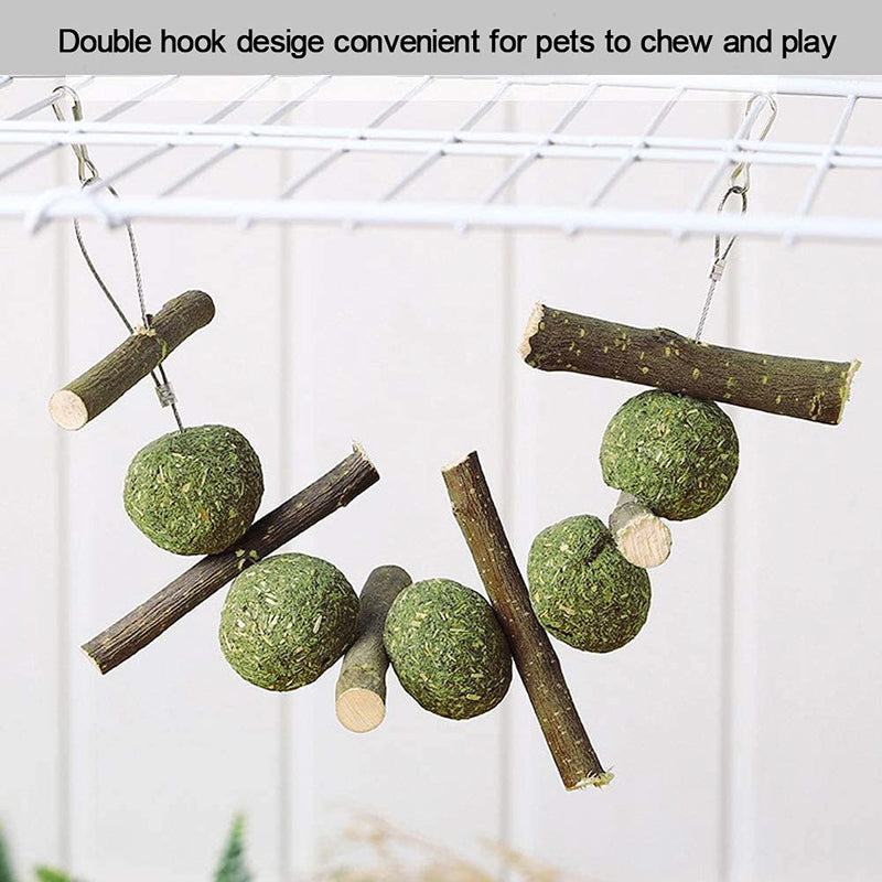 Maotrade 2pcs Guinea Pig Treats Rabbit Chew Toys Apple Wood Sticks Natural Grass Ball Hamster Chew Toys for Pet Animals Rat Gerbil Chinchilla Bunny Parrot - PawsPlanet Australia