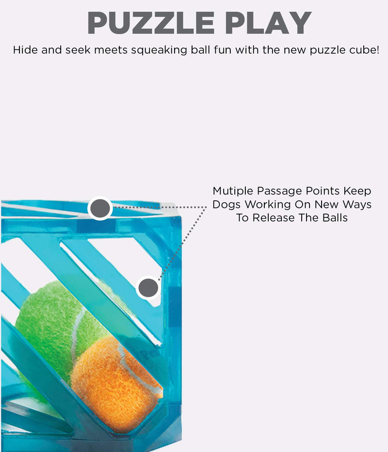 [Australia] - Outward Hound Puzzle Cube Interactive Squeaky Dog Toy with 2 Tennis Balls 