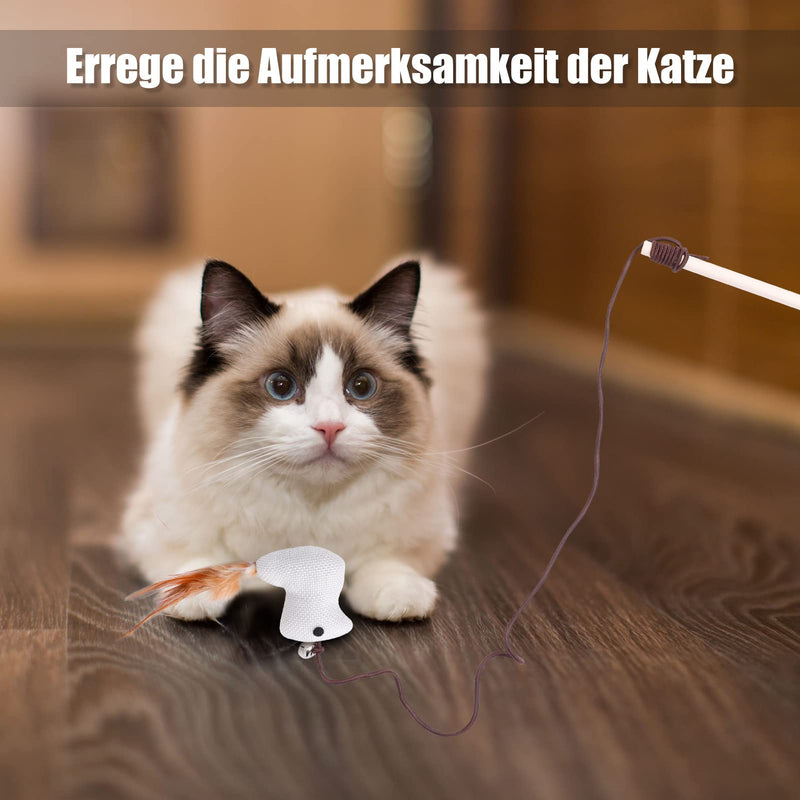 Fanshiontide 4 pieces cat toy feather, interactive cat fishing rod cat toy cat toy stick with mouse fish bird plush toy for cat activity - PawsPlanet Australia