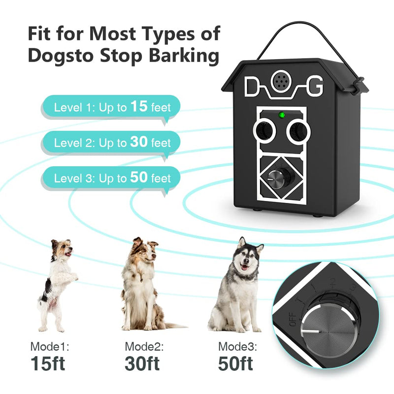 ulpeak Anti Barking Device, Dog Barking Control Devices 50 FT Range Stop Barking Device with 3 Modes, Dog Bark Control Device Waterproof Sonic Bark Deterrent for Indoor & Outdoor Use black - PawsPlanet Australia