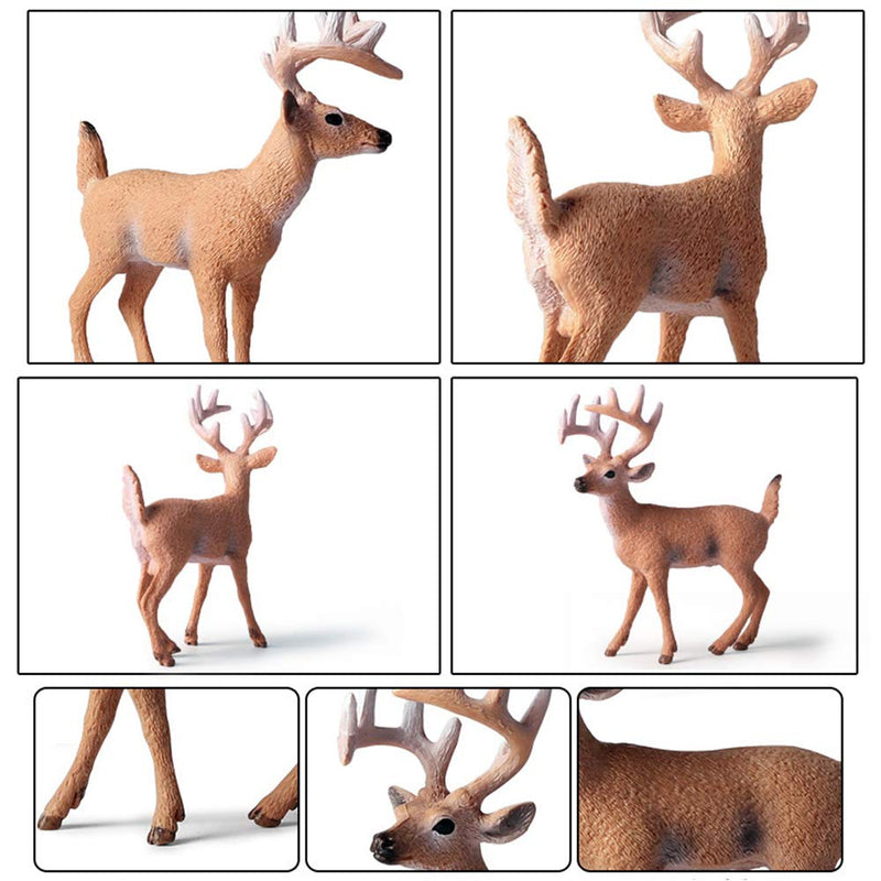 EOIVSH 6 Pack Forest Animal Deer Figures Toy, Woodland Animal Figurine Cake Topper Party Supplies Home Christmas Buck Doe Fawn Decor for Baby Shower Birthday Wedding White Deer - PawsPlanet Australia
