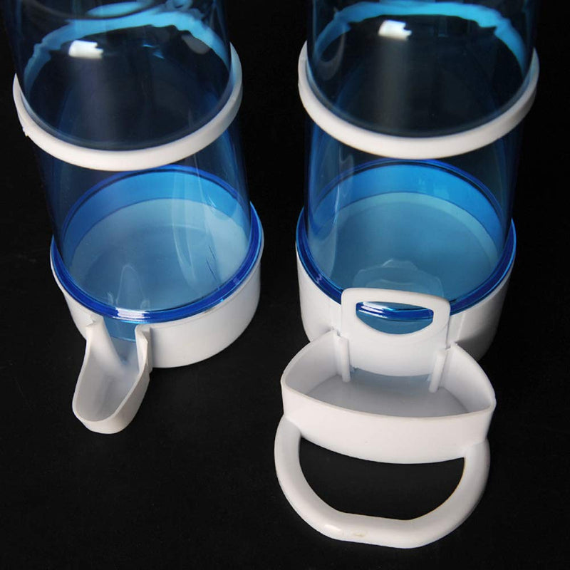 2 Pack Automatic Bird Feeder Bird Water Bottle Drinker Clear Food Seed Dispenser Container Set Hanging in Cage No-Mess for Parrots Budgie Cockatiel Lovebirds Finch Canary Hamster 415ml Blue - PawsPlanet Australia