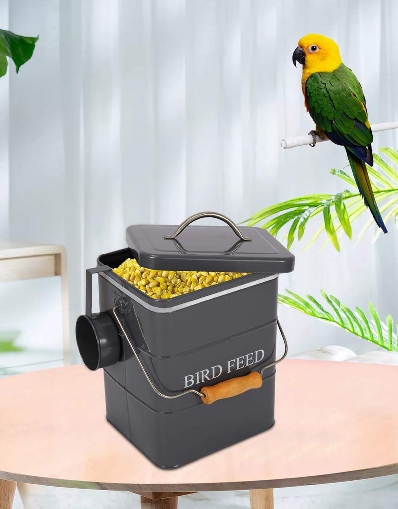 Geyecete Bird Feeder,Bird Food Jar Pet Food Storage Airtight Food Storage Container-Grey Grey - PawsPlanet Australia