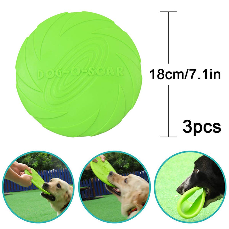 ZXT 3 Pcs Dog Frisbee,Pet frisbee,Silicone Pet Dog Frisbee,18 cm / 7 Inch Dog Flying Disc Pet Flying Saucer Very Suitable for Dog Training, Throwing, Catching and Playing - PawsPlanet Australia