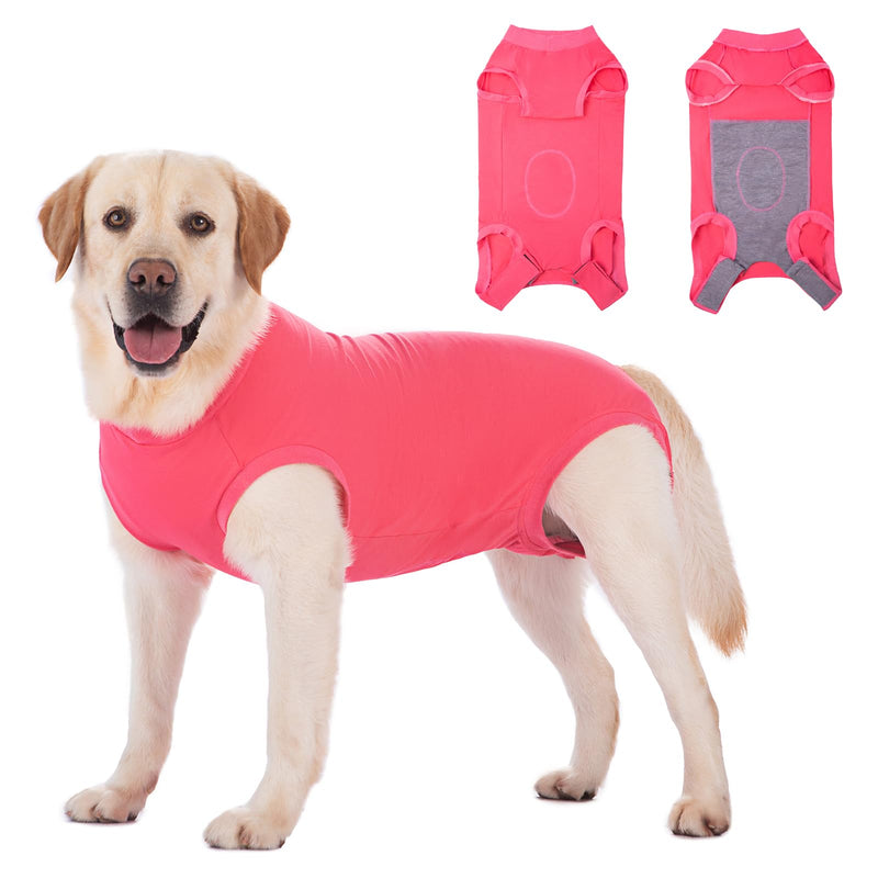 Axcimond Dog Bodysuit After Surgery Leak Protection Dog Surgery Body Dog Castration Female Male Medical Pet Shirt Dog One-Piece Wound Protection Suits for Dogs with Velcro Fastener Alternatives to Cone and Neck Collar Dog L Pink - PawsPlanet Australia