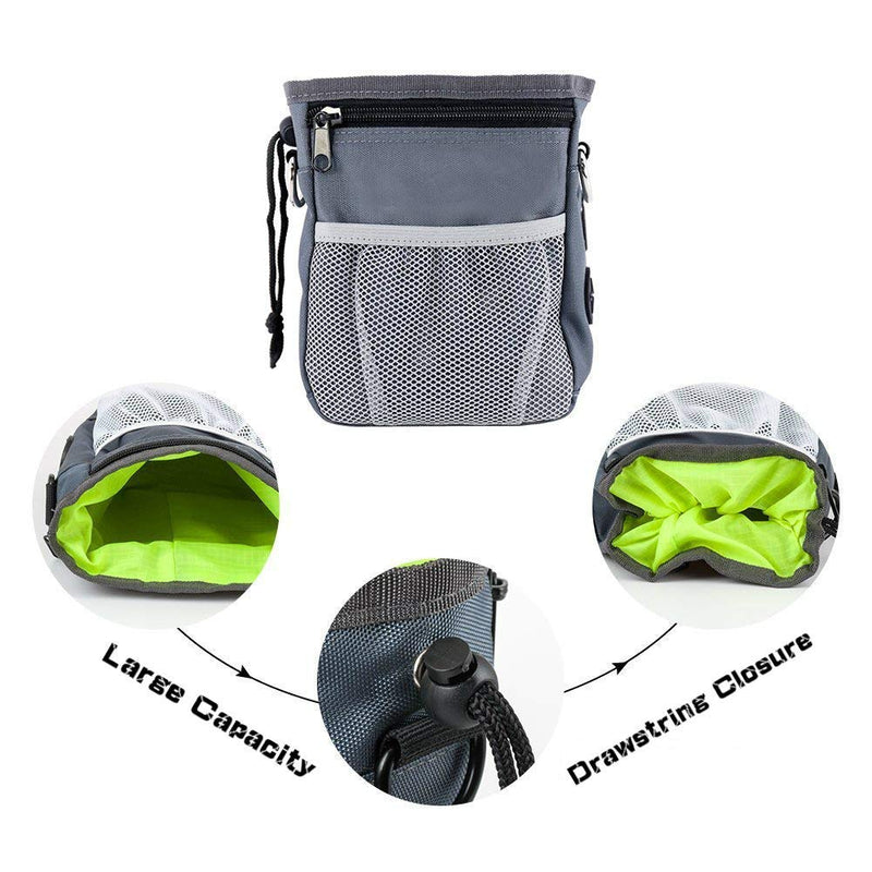 [Australia] - HANWELL Dog Treat Pouch with 2 Poop Bags Dispenser, Hand-Free Pet Training Pocket with Adjustable Waist Belt and Shoulder Strap for Running Carry Food and Toys Grey 