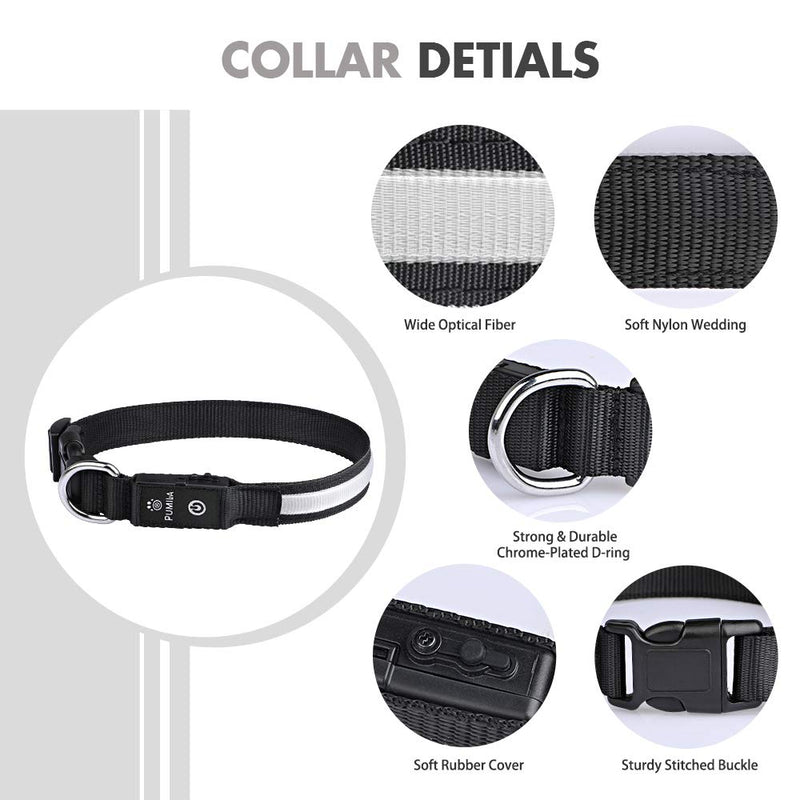 PcEoTllar Led Dog Collar Rechargeable, Light Up Dog Collars Waterproof Dog Collar Light RGB Colorful Lighted Dog Collar Purple Dog Lights for Night Walking Flashing Dog Collar for S / M / L Dogs S(11''-15.7''/28-40cm) Black - PawsPlanet Australia