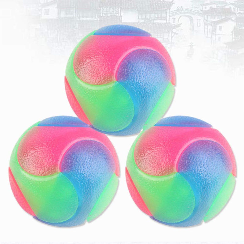 UKCOCO 3Pcs Pet Colorful Rubber Balls, Luminous Balls, Puppy Rubber Tennis Ball, Teeth Cleaning Glittery Toys, Dog Durable Chew Balls - PawsPlanet Australia