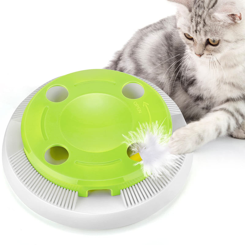 PETTOM Cat Toy Electric, Cat Toy Automatic Battery Operated, Intelligence Toy for Cats, Interactive Toy for Cats with Interchangeable Feathers Green - PawsPlanet Australia