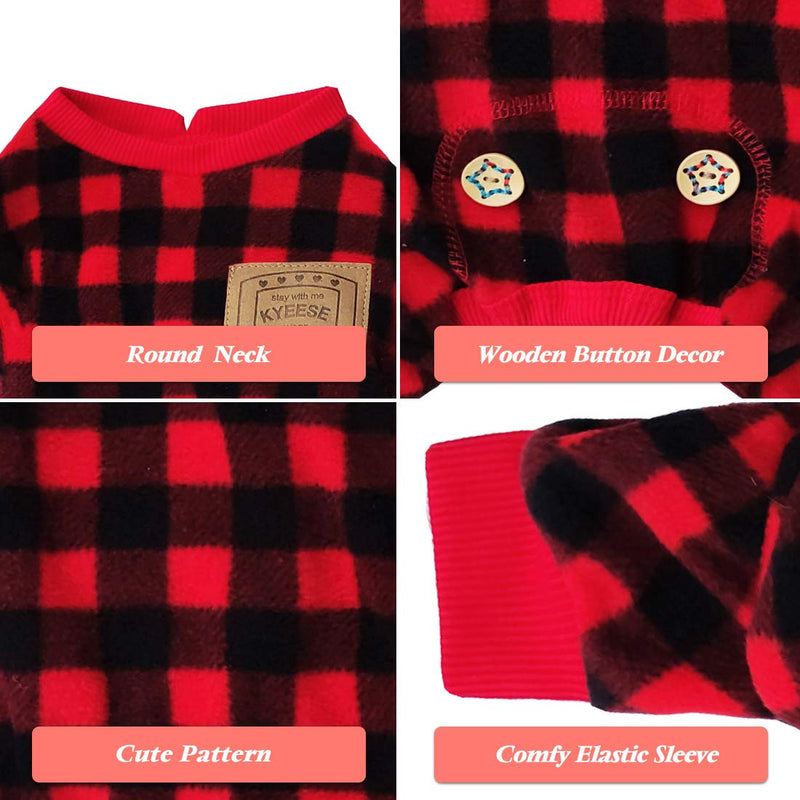 kyeese Dogs Pajamas Plaid for Small Dog Red Buffalo Check Dog Pajama Onesie X-Small - PawsPlanet Australia