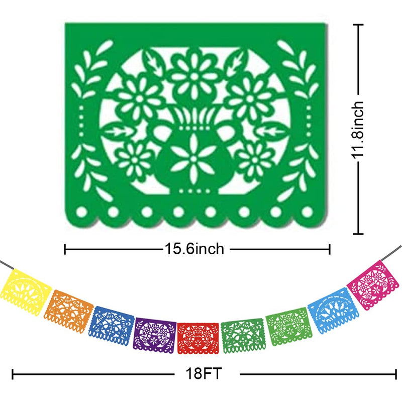 DomeStar Fiesta Banners, 3PCS 18FT Fiesta Garland Mexican Banners Plastic Papel Picado Mexican Party Decorations - PawsPlanet Australia