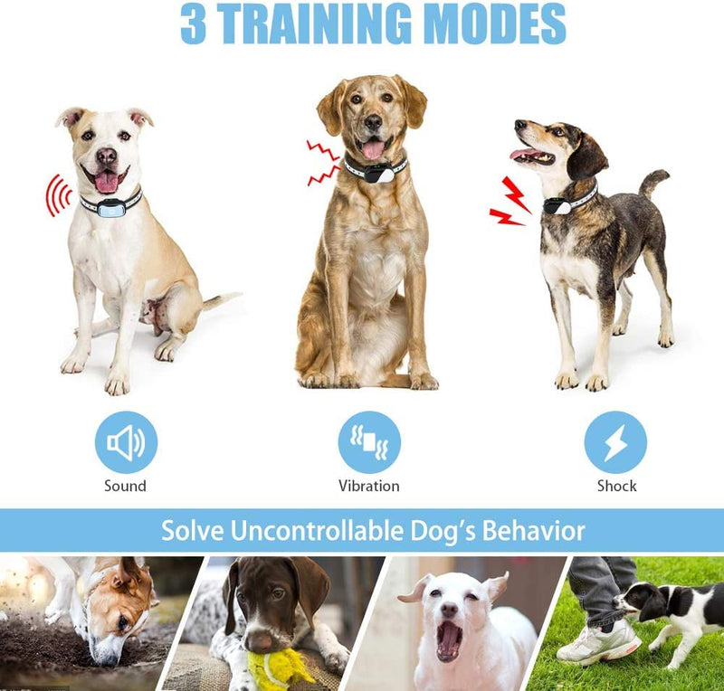 Dog Training Collar with Remote, PcEoTllar Shock Collar for Cats&Dogs Rechargeable Shock Collar for Medium Dogs, Waterproof Shock Collar for Small Dogs, Up to 980Ft Remote Range - PawsPlanet Australia