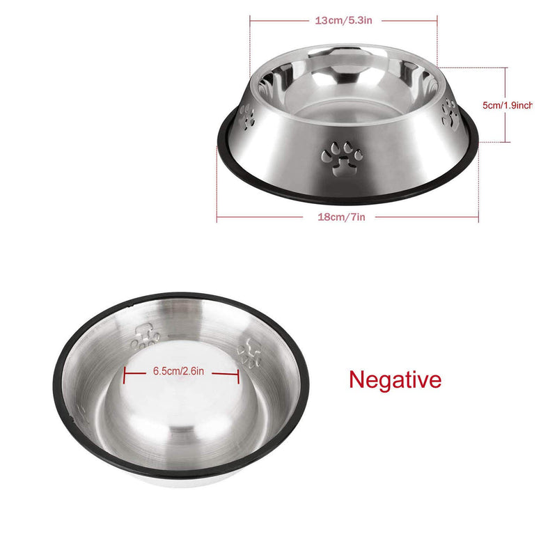 2 Stainless Steel Dog Bowls, Dog Feeding Bowls, Dog Plate Bowls With Non-slip Rubber Bases,Small Pet Feeder Bowls And Water Bowls .(S- 18 cm /7 in) S-18cm - PawsPlanet Australia