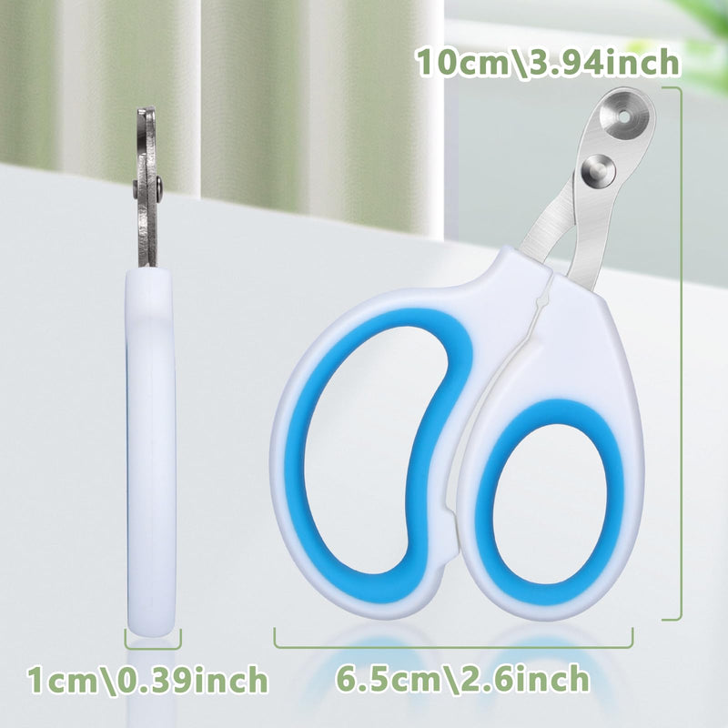 Alyvisun Claw Scissors for Cats, Professional Claw Scissors for Dogs with Positioning Hole, for Rabbits, Guinea Pigs, Birds, Puppies Kittens and Small Animals Pet Nail Clipper (Blue White) - PawsPlanet Australia