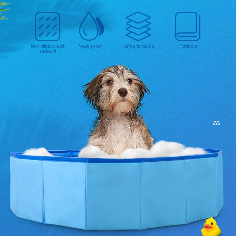 Decdeal Foldable Dog Pet Bath Pool Swimming Pool Outdoor Bathing Tub for Dogs Cats(80*30CM Blue) - PawsPlanet Australia