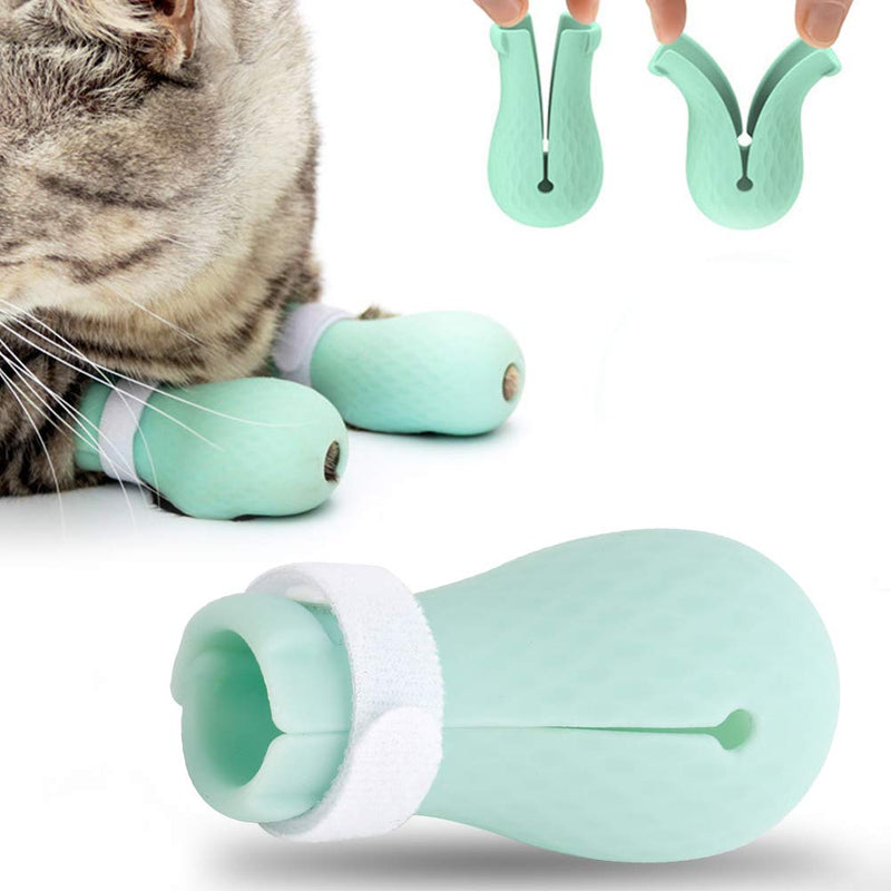4Pcs Cat Anti-Scratch Boots, Silicone Pet Bathing Foot Cover Adjustable Cat Paw Protector Shoes for Home Bathing Shaving Checking Treatment - PawsPlanet Australia