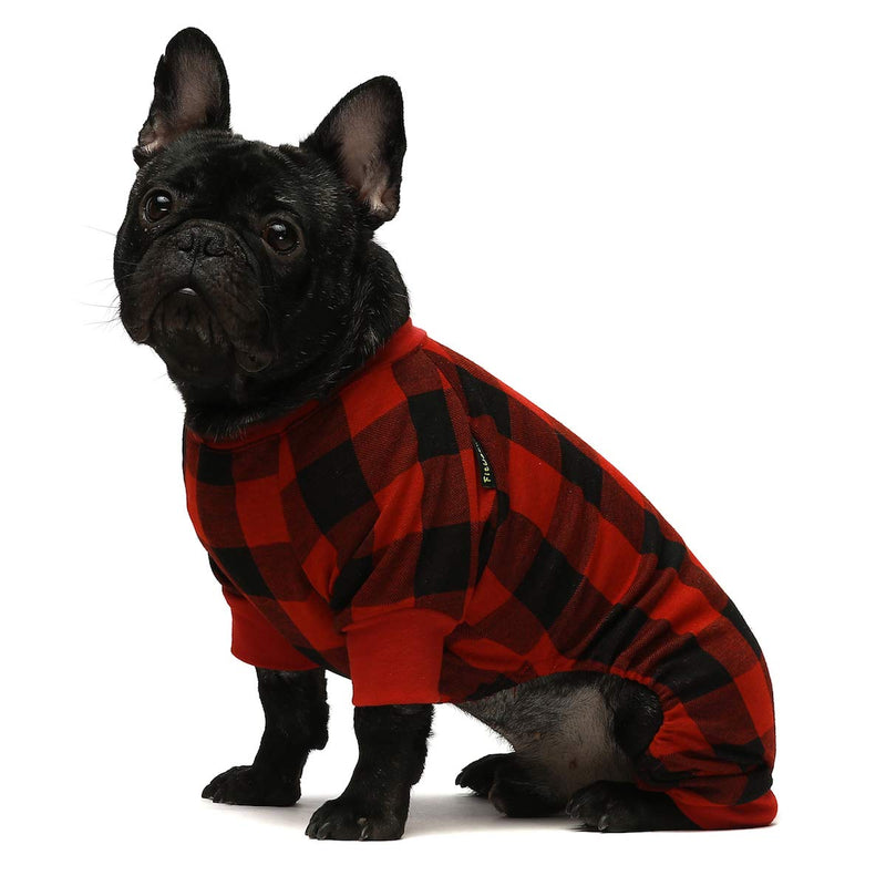 [Australia] - Fitwarm 100% Cotton Buffalo Plaid Dog Clothes Puppy Dog Pajamas Pet Apparel Cat Onesies Jammies Doggie Jumpsuits M Red 