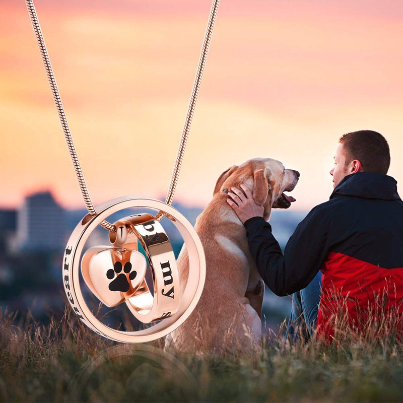 memorial jewelry Forever in My Heart,No Longer by My Side Cremation Pet Urn Necklace Screw Opens and Lock Ashes Pendant Jewelry for Dog Cat RoseGold-Paw - PawsPlanet Australia