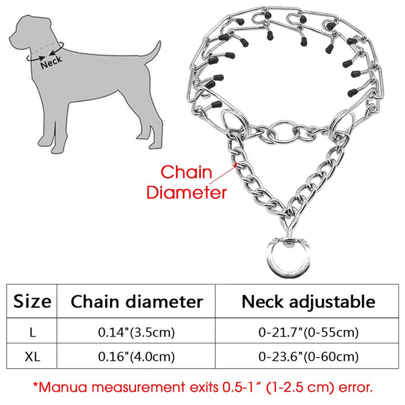 [Australia] - SuReady Dog Prong Collar, Stainless Steel Dog Chole Pinch Training Collar with Quick Release snap Buckle for Large Dogs (Large) 