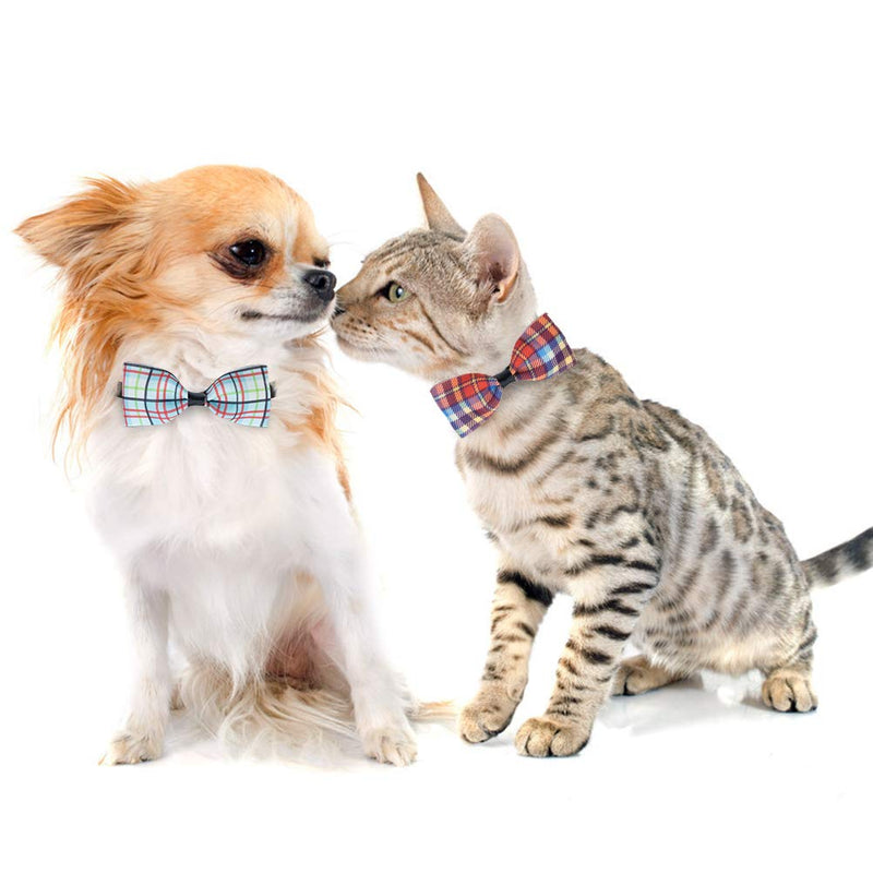 [Australia] - BINGPET Plaid Dog Bow Ties Collar - 12 Pack Adjustable Cat Bow Ties - Pet Bowties Collar for Small Medium Dogs, Puppies and Cats 