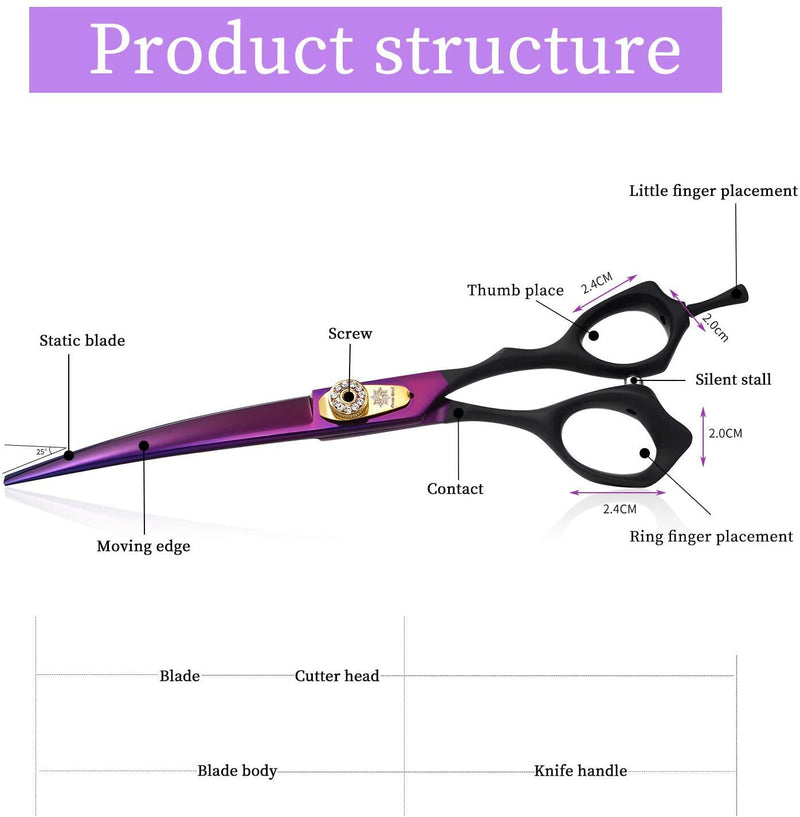 Dream Reach 7.0 inch Professional Curved Dogs Grooming Scissors Pet Grooming Scissors Set,Straight & Chunker & 2 Curved scissors 4pcs set for Dogs, Cats Grooming Shears (7 Inch-Down Curved Scissors) Down-Curved Scissor - PawsPlanet Australia