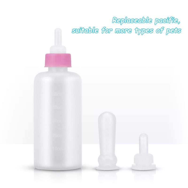 KroY PecoeD Pet Feeding Bottle Kit, Dog Cat Puppy Milk Feeding Bottle, With Replacement Nipples and Cleaning Brushes 50ml Pet Bottle Set, for Kitten Puppy Small Pet Feeding Tool - PawsPlanet Australia