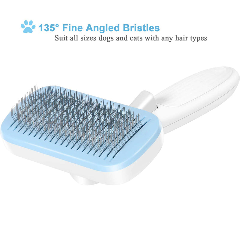 [Australia] - UPSKY Dog Brush & Cat Brush Self Cleaning Dog Slicker Brush Easy to Clean Pet Grooming Brushes Shedding Grooming Tools for Dogs & Cats with Long or Short Hair… Blue 