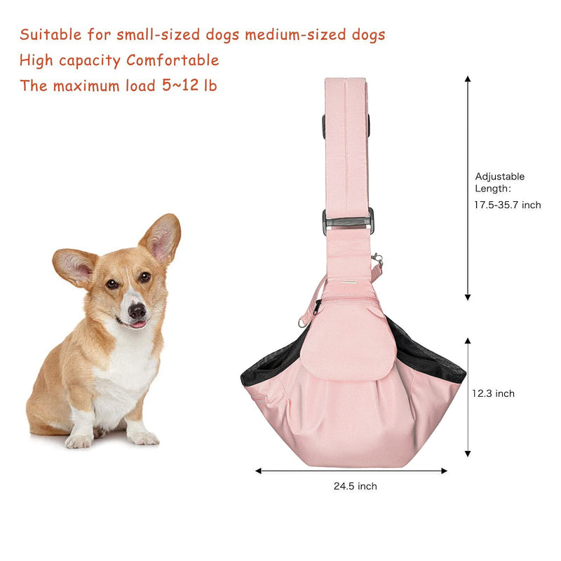 MOSISO Small Dog Cat Carrier Sling Bag, Pet Carrier Tote Bag Hands Free Adjustable Padded Strap Breathable Polyester Soft Carrying Travel Shoulder Bag with Front Pocket for Dogs Cats, Pink - PawsPlanet Australia