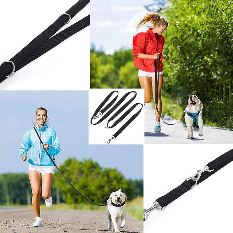 Hands-free leash, dog leash, double dog leash, nylon dog leash, no tangling, 360° rotating splitter double leash for two dogs, for small medium and large dogs running training - PawsPlanet Australia