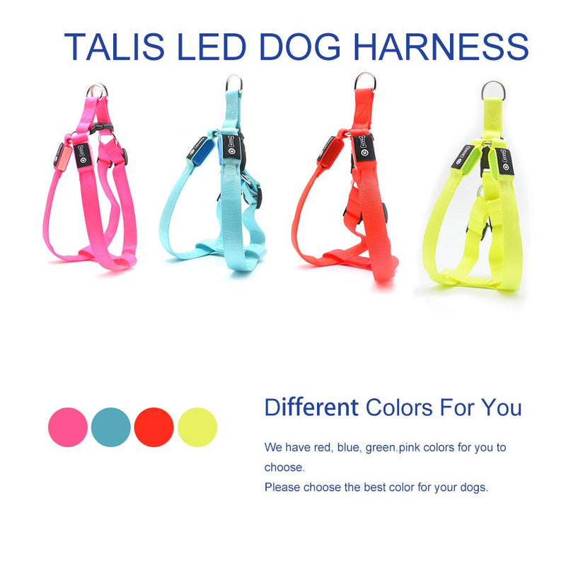 [Australia] - Talis LED Light-Up Dog Harness (Battery-Operated New Upgrade 2019) Pet Safety &Visibility at Night Waterproof Training Harness Fits for Small Medium Large Dogs 3 Flashing Modes Green 