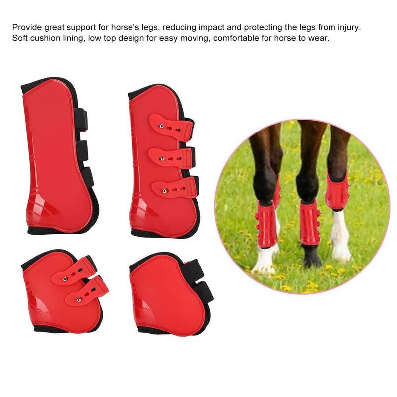 FILFEEL Summer Surprise Horse Leg Guard, A Set of Fore Hind Leg Boots Adjustable Leg Guard Protector Horse Riding Equipment(L-RED) - PawsPlanet Australia