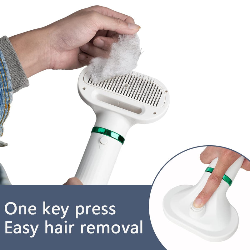 Kikuo Dog Hair Dryer, 2-in-1 Dog Hair Dryer, Pet Blower, Portable Travel Dog Grooming Hair Dryer Adjustable Heat Professional Pet Hair Cleaning Brush for Small and Medium Dogs & Cats - PawsPlanet Australia