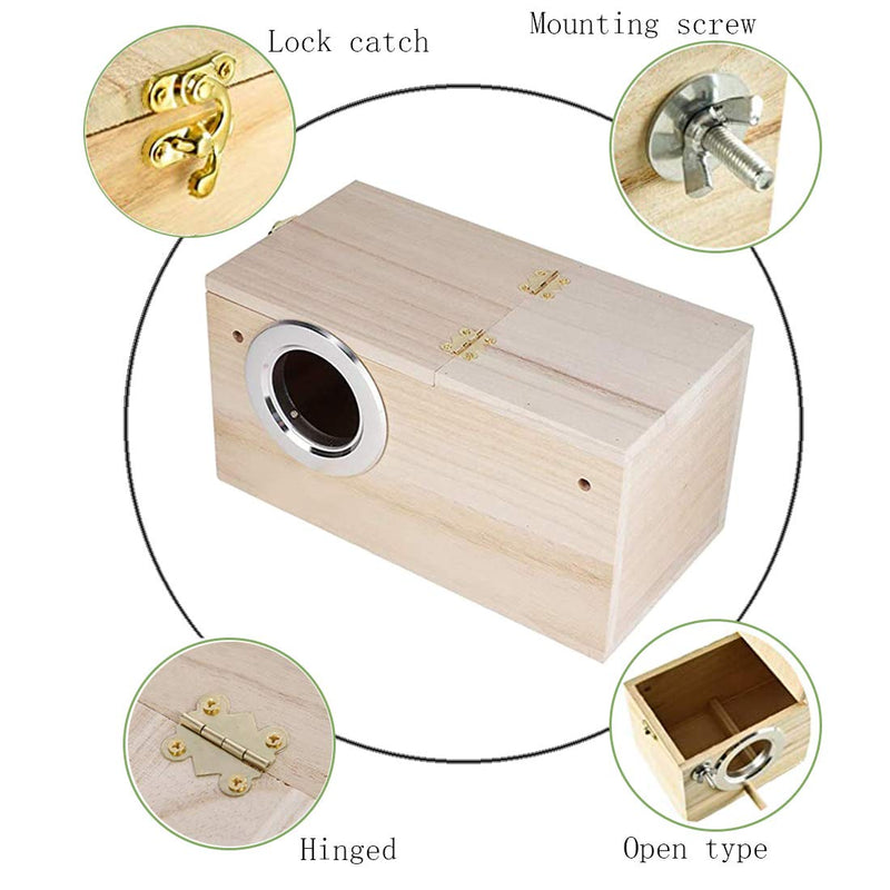 PINVNBY Parakeet Nesting Box Bird House Wood Breeding Box Parrots Mating Box for Lovebirds,Cockatoo,Budgie, Finch,Canary and Medium-Sized Birds (L) L:11.4"*5.9"*5.9"inch - PawsPlanet Australia