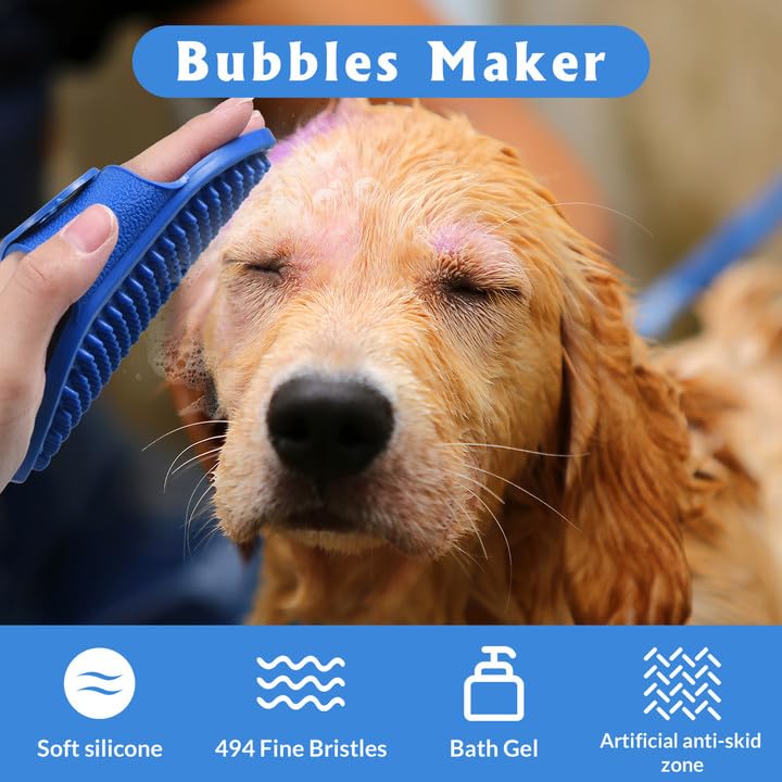 Fanshiontide 3 pieces dog brush short hair bath brush, soft rubber curry comb dogs and cats bath brush with massage effect, soothing adjustable ring handle, removes loose top hair, dust and dirt - PawsPlanet Australia