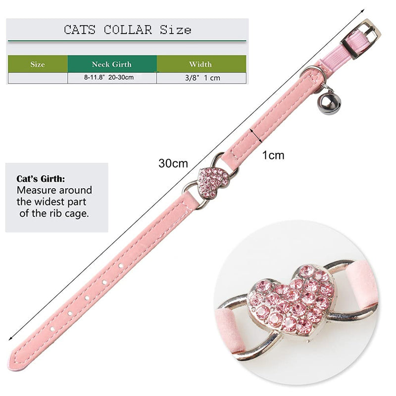 kuou 2pcs Lovely Kitten Collar, Pink Cat Collar with Bell and Elastic Strap - PawsPlanet Australia